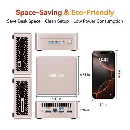 GEEKOM A5 2027 Edition Mini PC with AMD Ryzen 7 7730U, 16GB RAM, 512GB SSD, Upgradeable to 64GB, Windows 11 Pro, 3-Year Warranty, WiFi 6, Bluetooth, HDMI, 2 USB-C Ports, 4K Display - Ideal for Home Office and Light to Moderate Gaming
