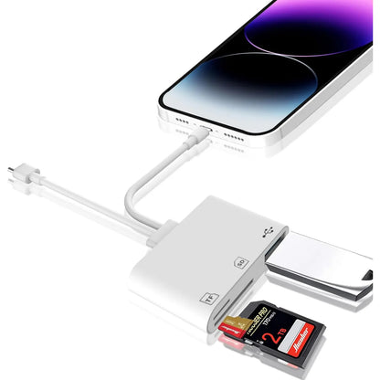 SPGUARD SD Card Reader for iPhone and iPad, Dual Lightning and USB-C Connector, Micro SD Memory Card Reader Adapter for SD, TF Card, and USB Disk Compatibility with iPhone 13-17 Series, iPad, and MacBook