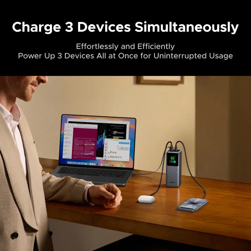 UGREEN Nexode 20,000mAh Power Bank with 165W Output and Retractable USB-C Cable - Portable Fast Charger for Laptops, MacBook Pro/Air, iPhone 16/17, iPad Pro, Galaxy S25 Ultra, Dell, HP, and More