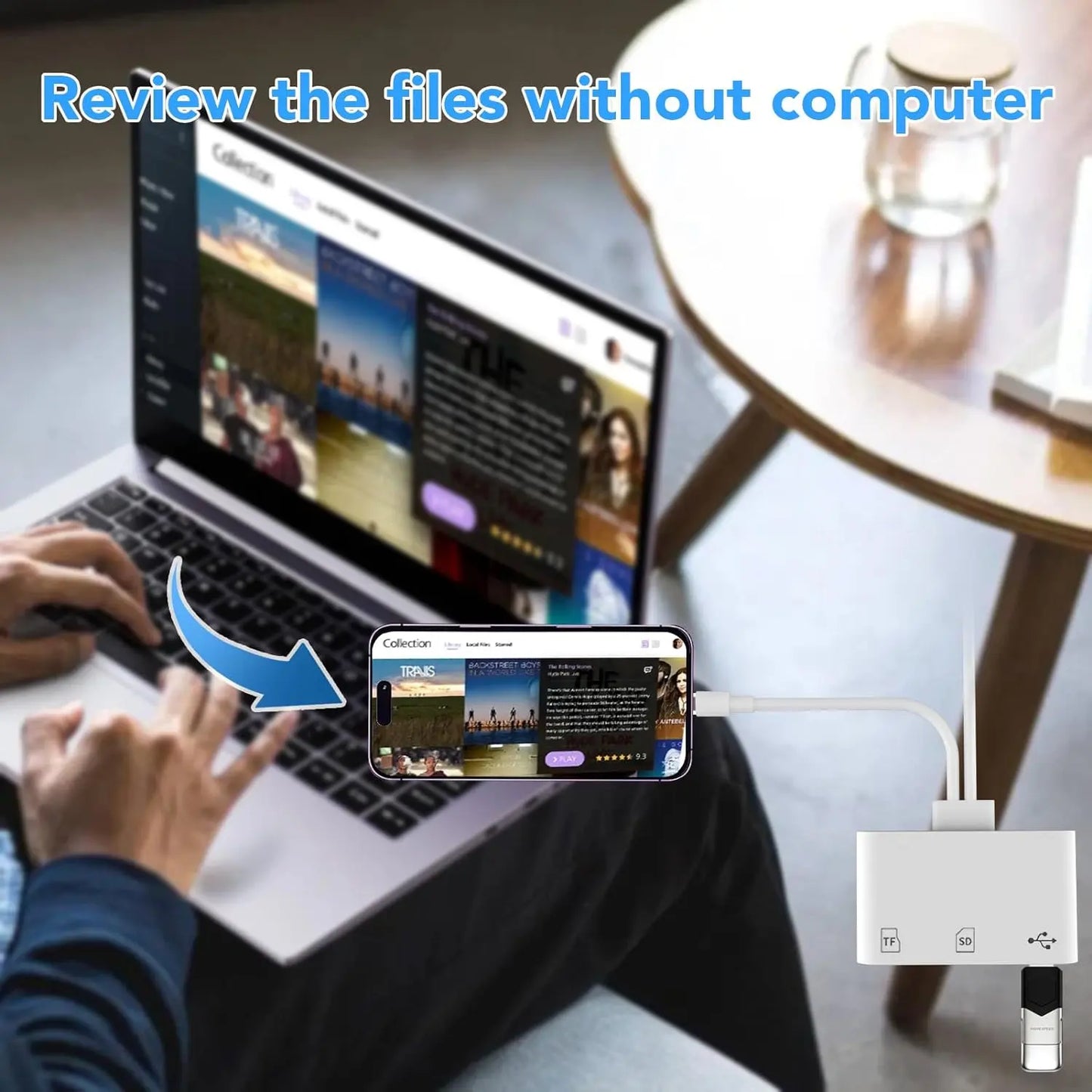 SPGUARD SD Card Reader for iPhone and iPad, Dual Lightning and USB-C Connector, Micro SD Memory Card Reader Adapter for SD, TF Card, and USB Disk Compatibility with iPhone 13-17 Series, iPad, and MacBook